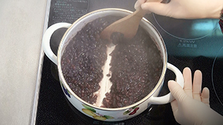 少しゆるめで火を止める