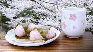 餅米で作る関西風桜餅