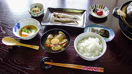 朝食メニューの一つに温泉卵