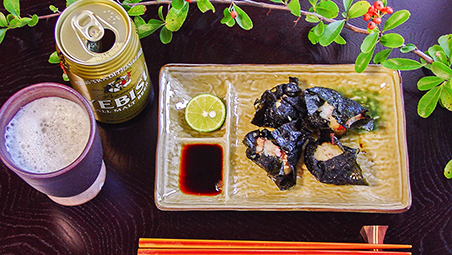 ビールによく合うタコの山芋の磯辺揚げ