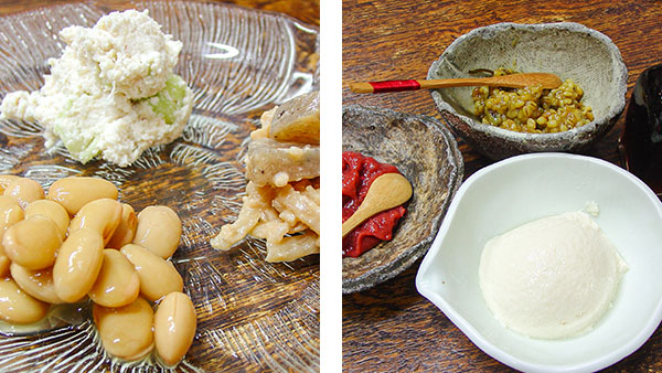 「貧乏な貴族」のおからサラダと冷たい生豆腐