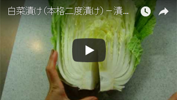 白菜を手で割いて1/4割する様子(動画)