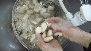 水を吸い過ぎて食感がやわらかくならないように手早く洗う