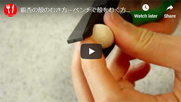 ペンチで銀杏の殻をむく方法(動画)
