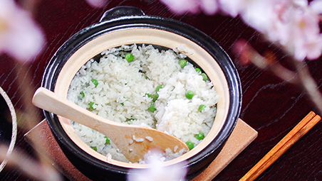 しわにならない豆ご飯